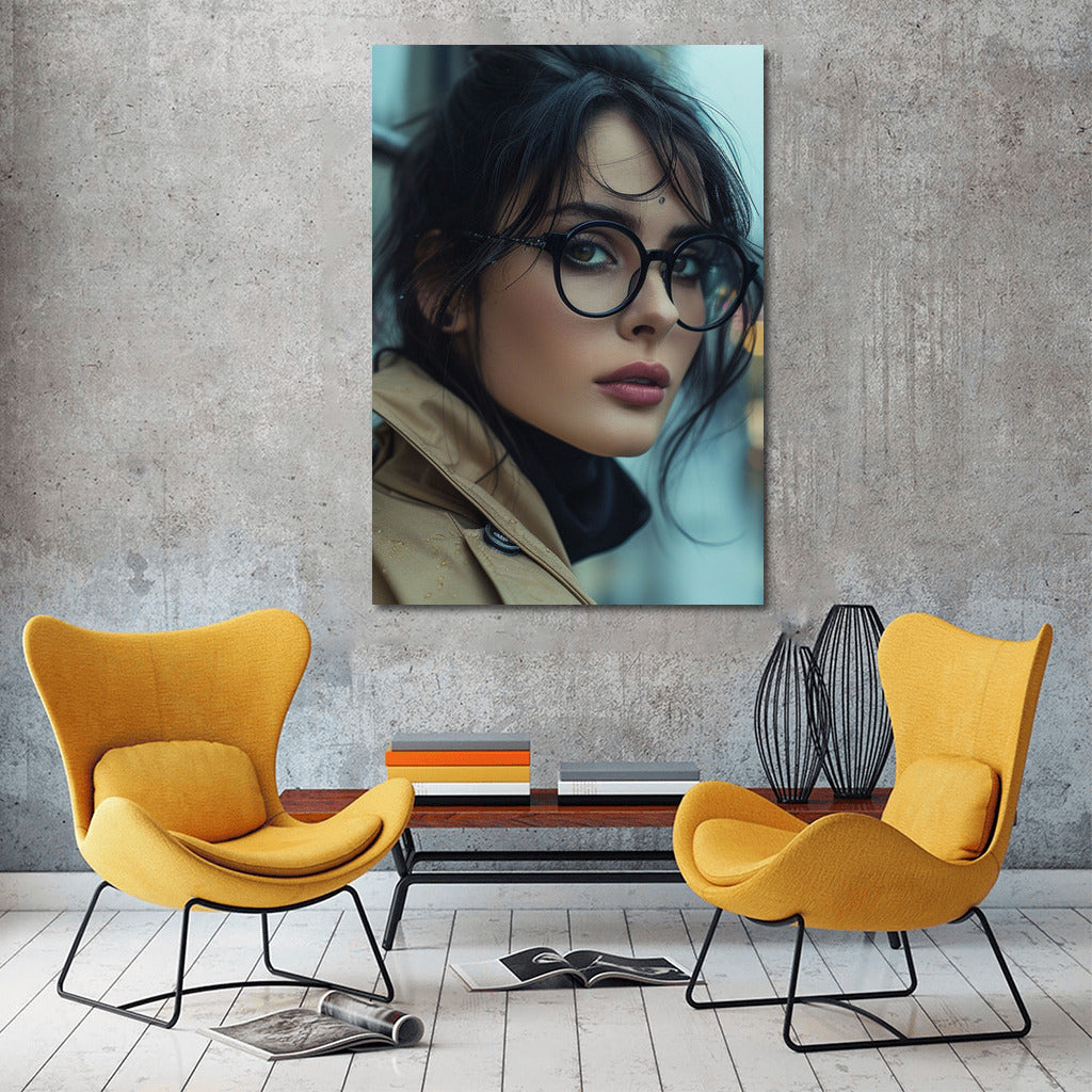Modern Muse: Elegance in Glasses and a Cape