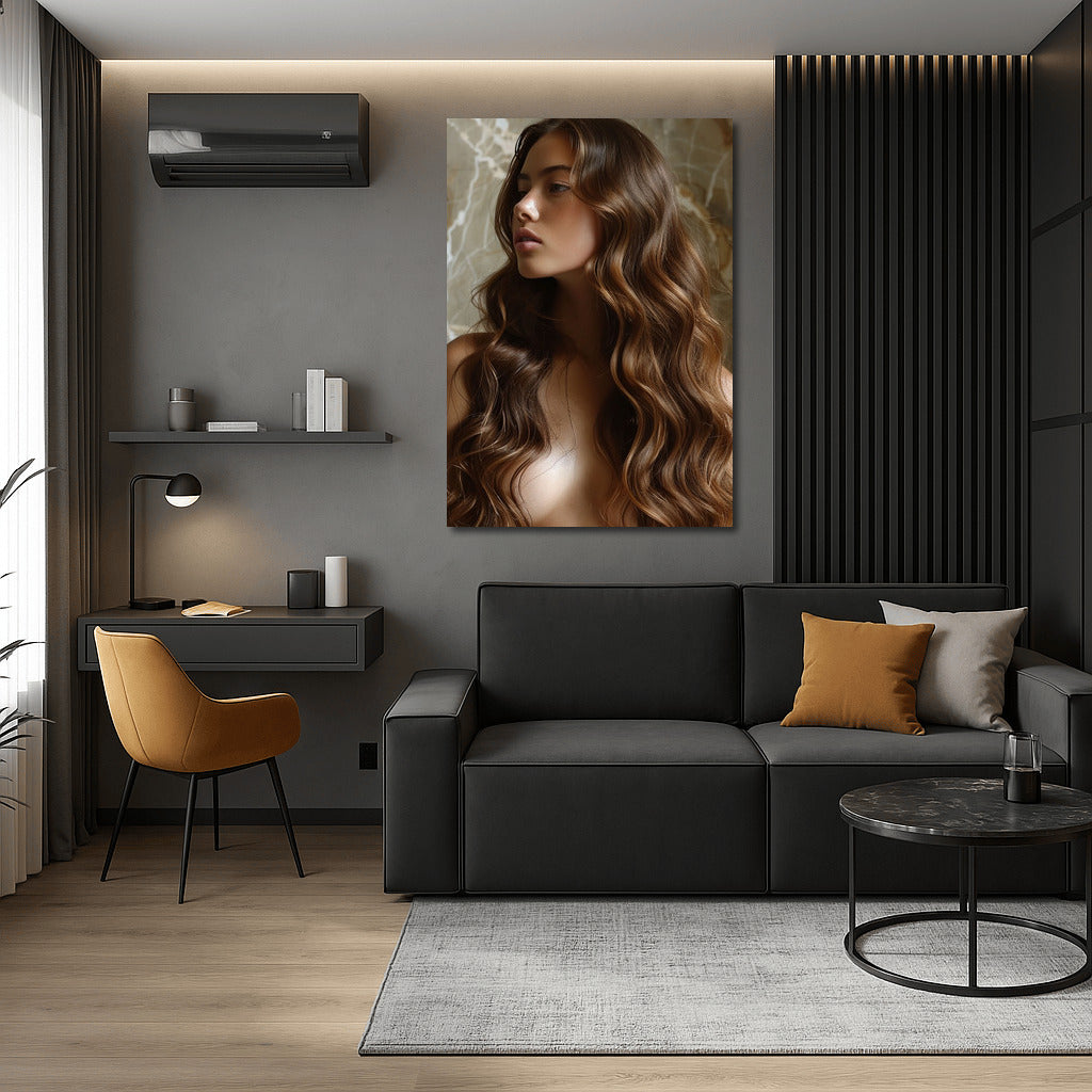Elegant Female Portrait: Minimalism Art for Interior