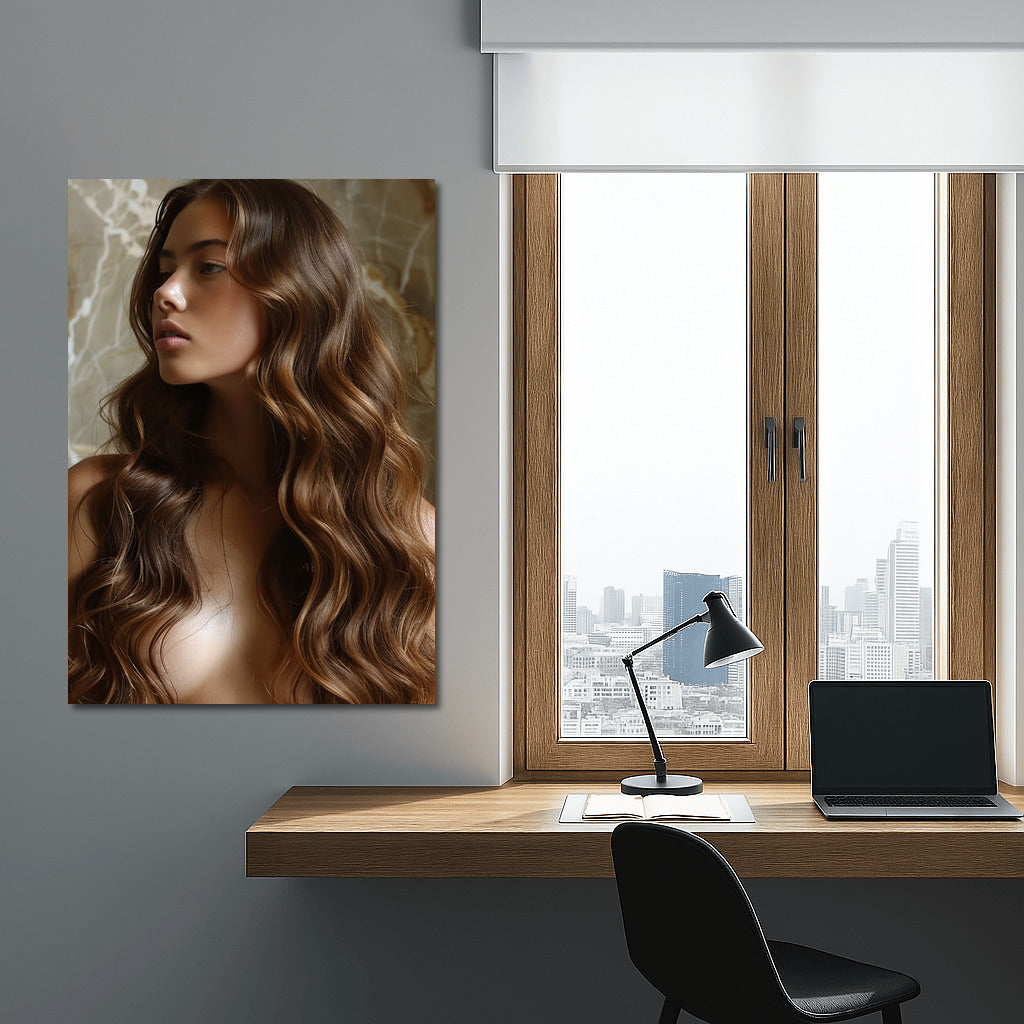 Elegant Female Portrait: Minimalism Art for Interior