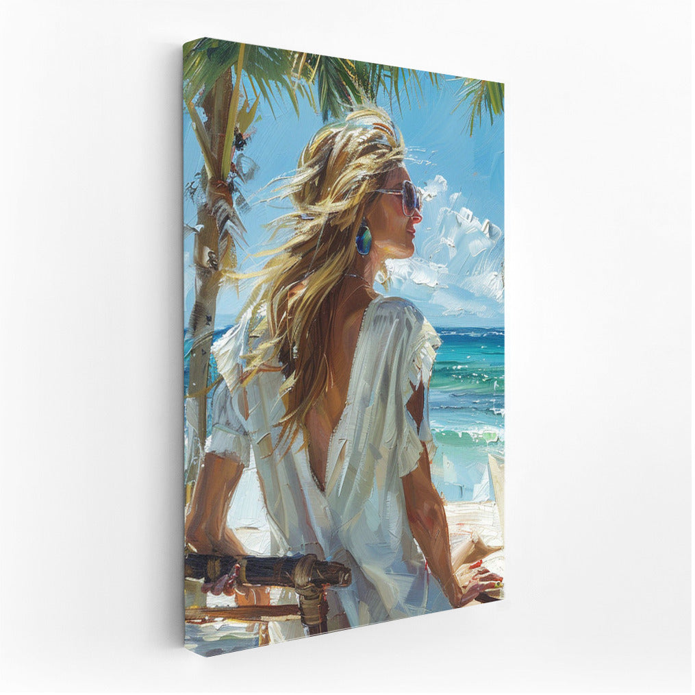 Summer Breeze: Portrait of a Girl on the Beach for a Bright Interior