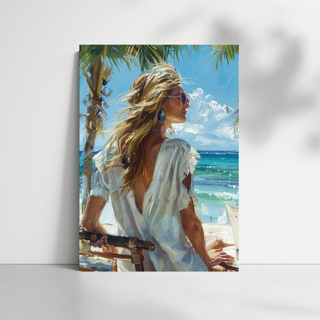 Summer Breeze: Portrait of a Girl on the Beach for a Bright Interior
