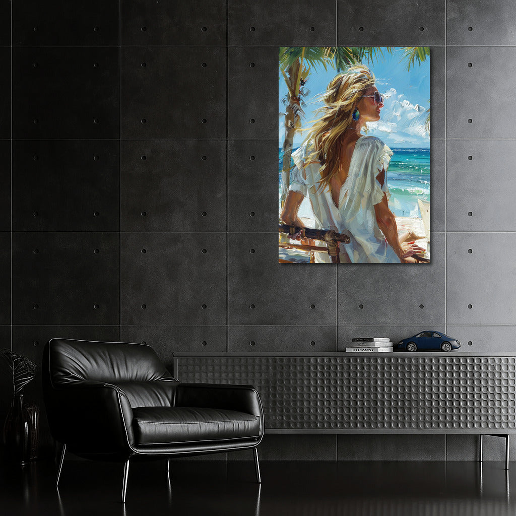 Summer Breeze: Portrait of a Girl on the Beach for a Bright Interior