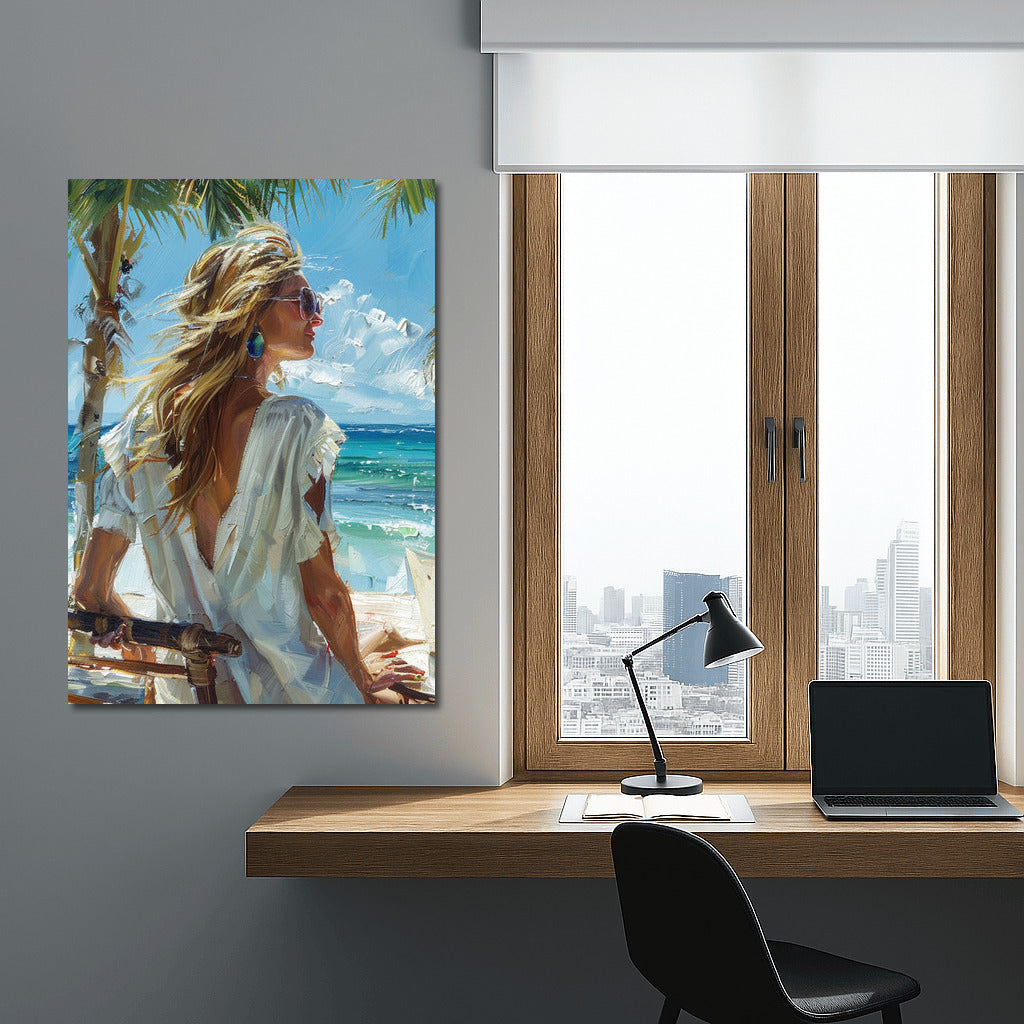 Summer Breeze: Portrait of a Girl on the Beach for a Bright Interior
