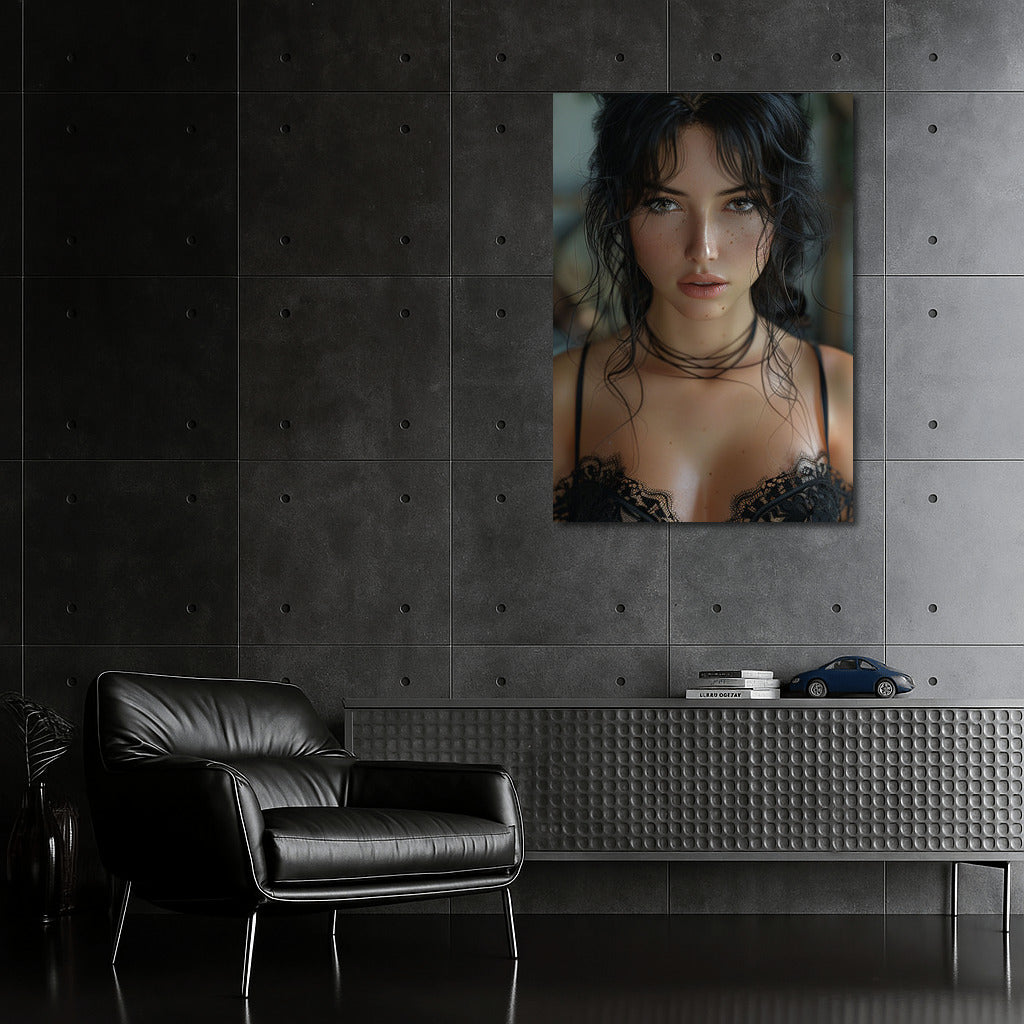 Mysterious Brunette in Black Dress: Fantasy Portrait