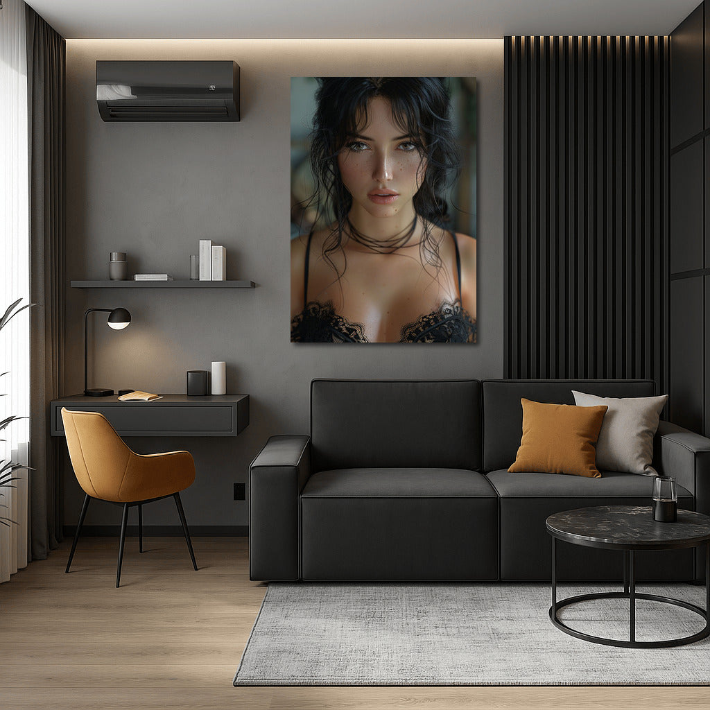 Mysterious Brunette in Black Dress: Fantasy Portrait