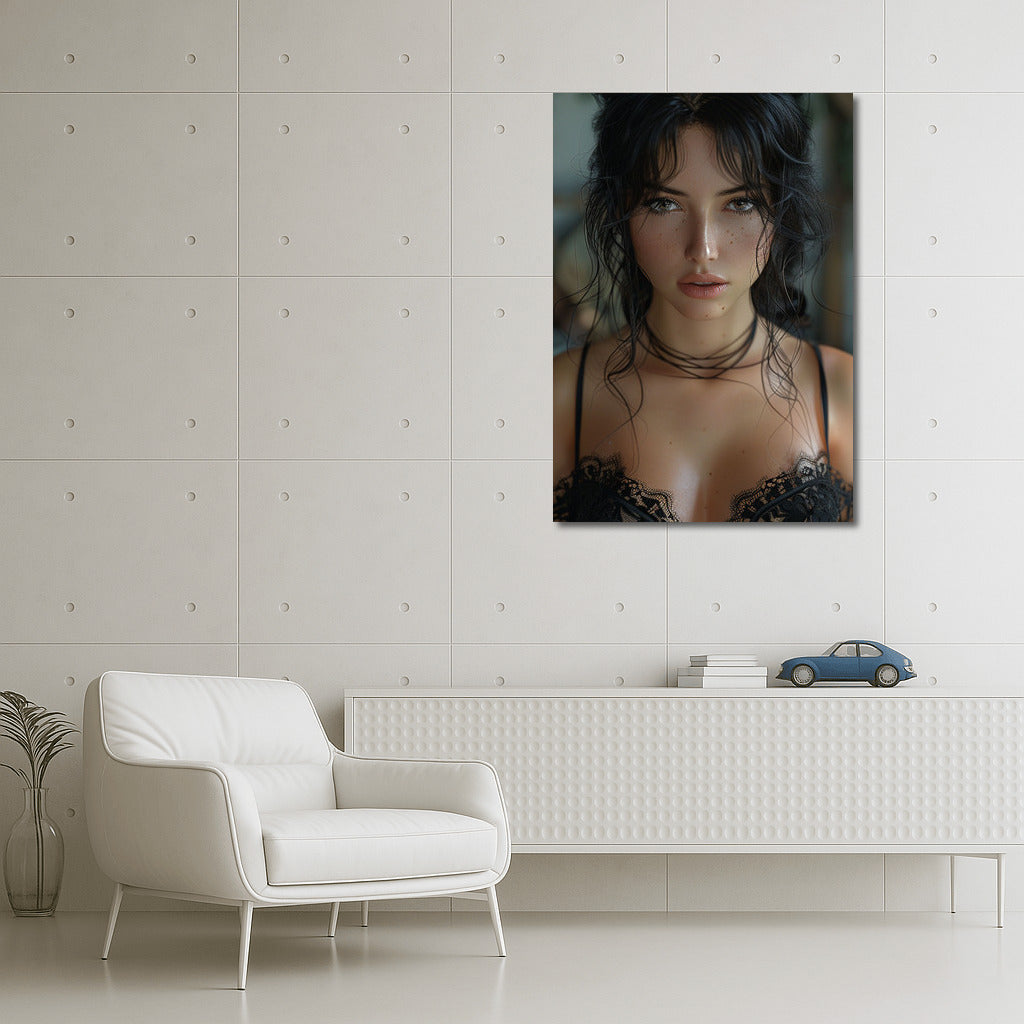 Mysterious Brunette in Black Dress: Fantasy Portrait