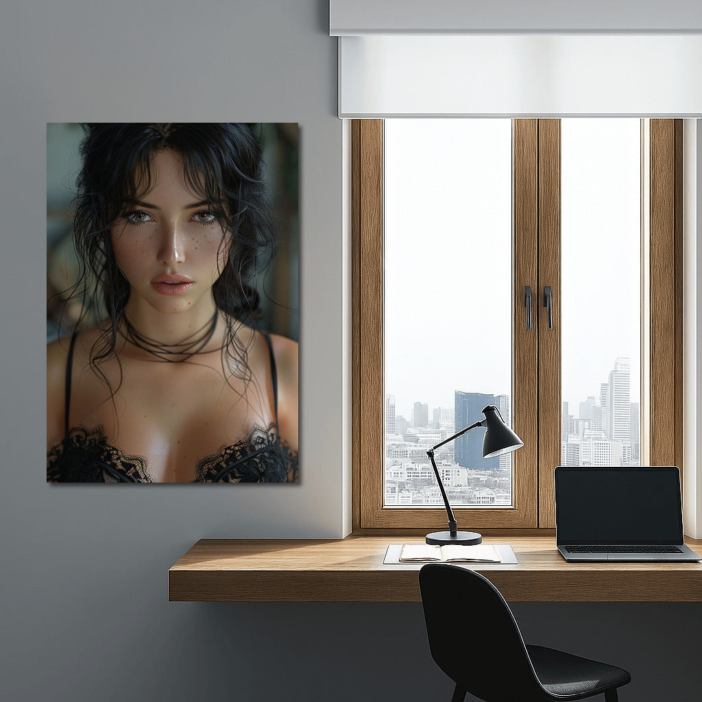 Mysterious Brunette in Black Dress: Fantasy Portrait