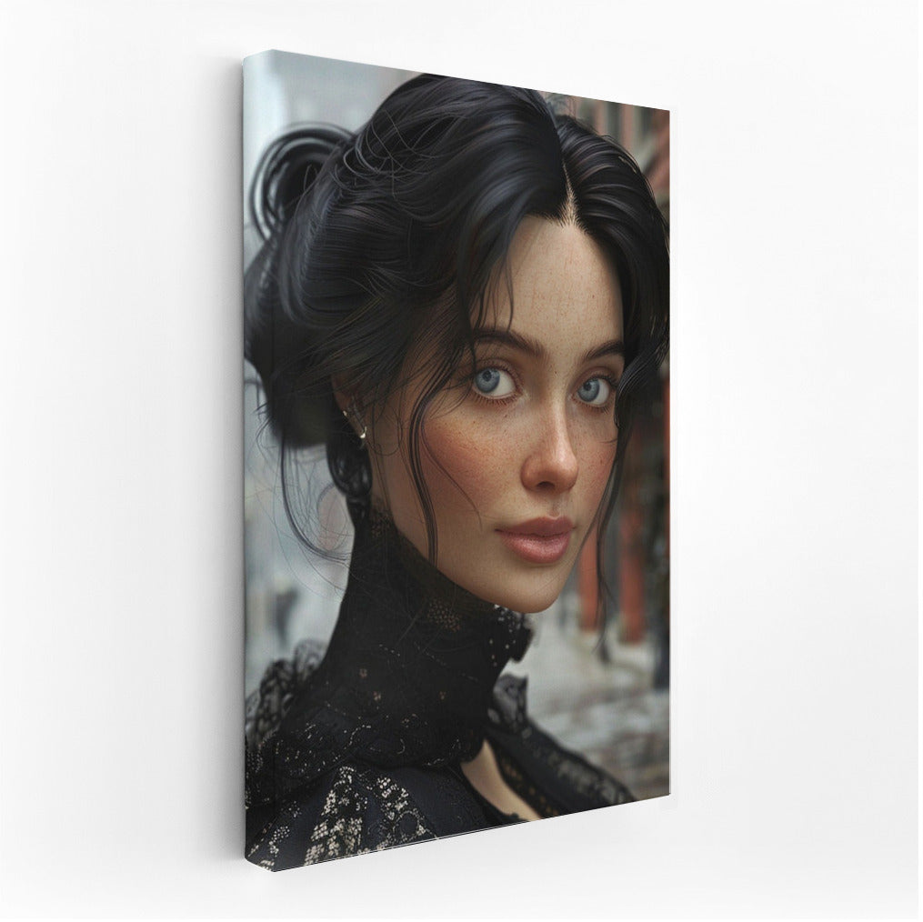 Mysterious Brunette in Black Dress: Charm and Sophistication