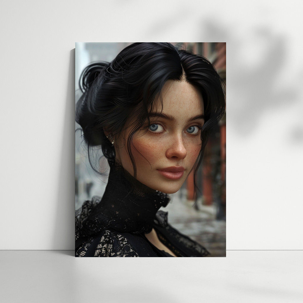 Mysterious Brunette in Black Dress: Charm and Sophistication