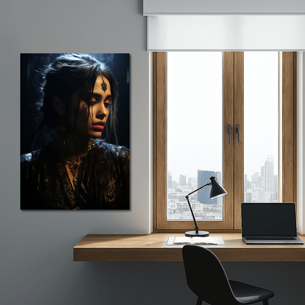 Mysterious Grace: Portrait of a Beautiful Girl in Black