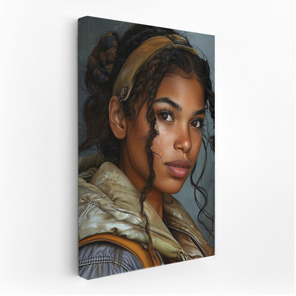 Magic Harmony: Portrait of a Dark-Skinned Girl in Chiaroscuro