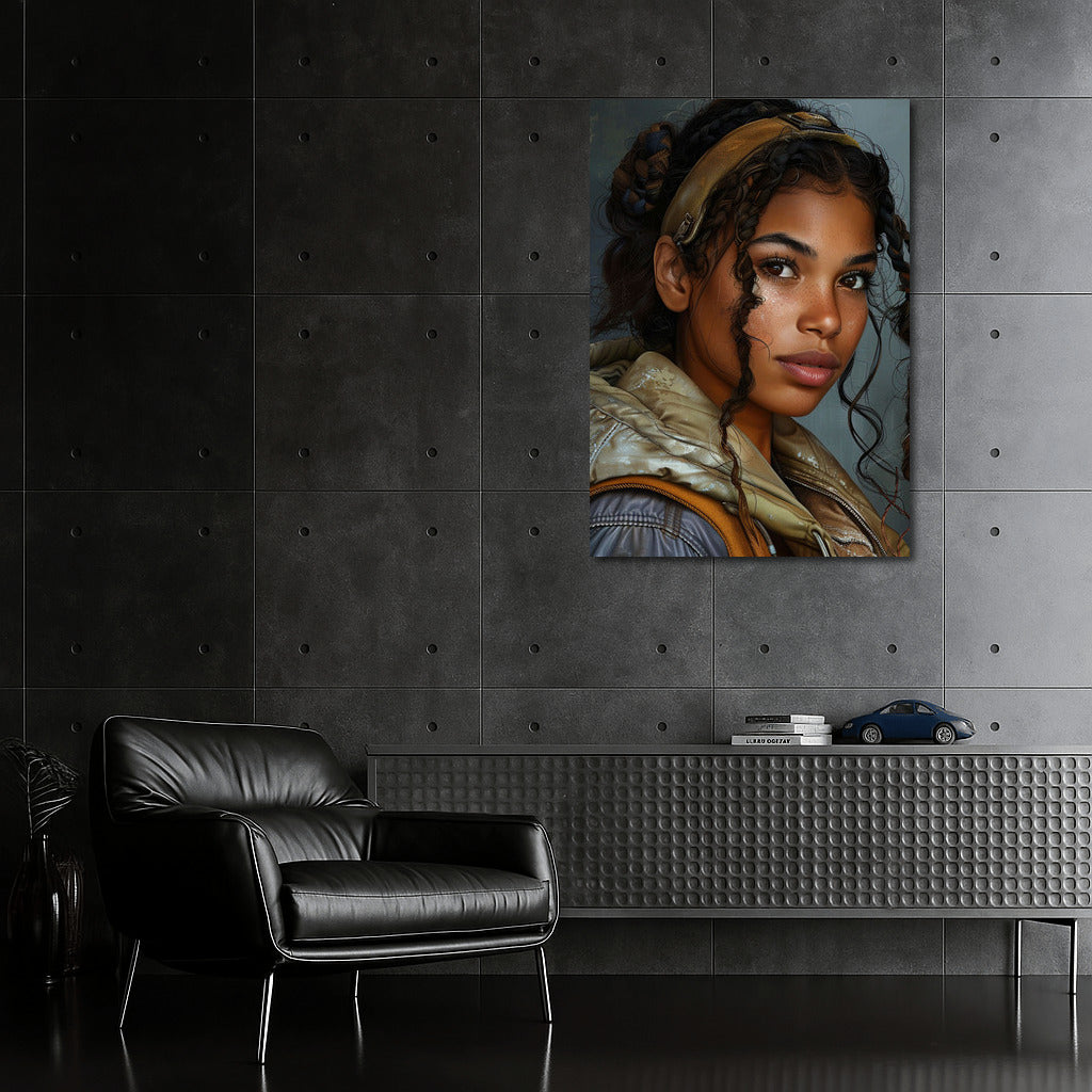 Magic Harmony: Portrait of a Dark-Skinned Girl in Chiaroscuro