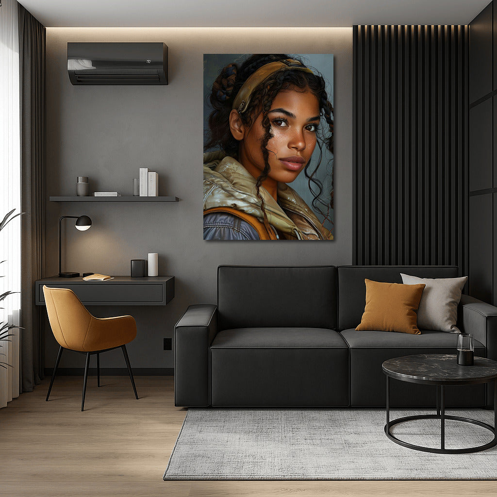 Magic Harmony: Portrait of a Dark-Skinned Girl in Chiaroscuro