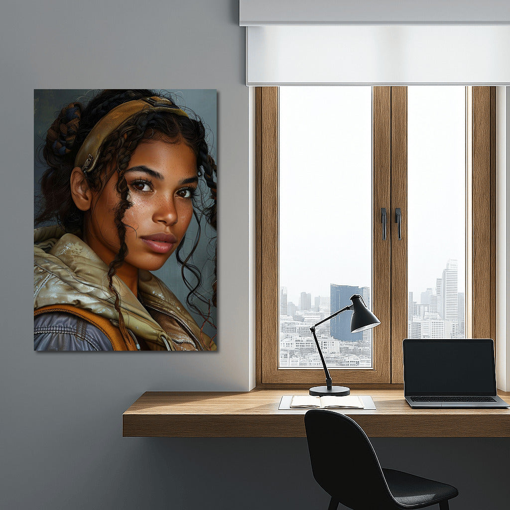 Magic Harmony: Portrait of a Dark-Skinned Girl in Chiaroscuro