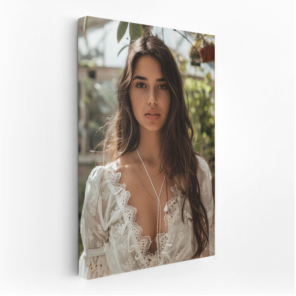 Freckled Brunette Charm: Portrait Inspiring Art