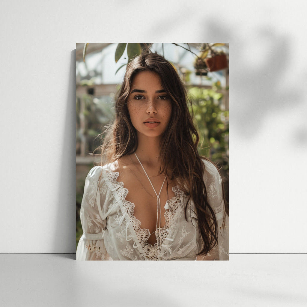 Freckled Brunette Charm: Portrait Inspiring Art