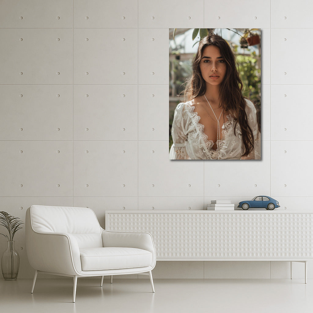 Freckled Brunette Charm: Portrait Inspiring Art