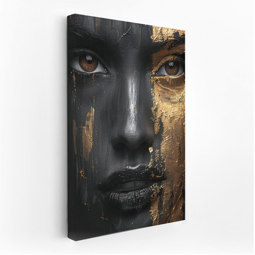 Mysterious Beauty: Portrait of a Girl with Dark Skin and Gold Accents