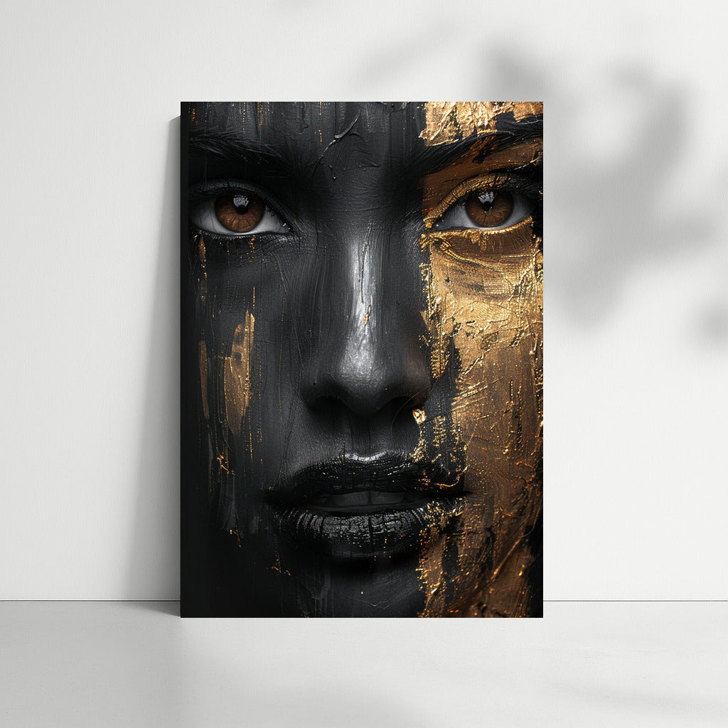 Mysterious Beauty: Portrait of a Girl with Dark Skin and Gold Accents