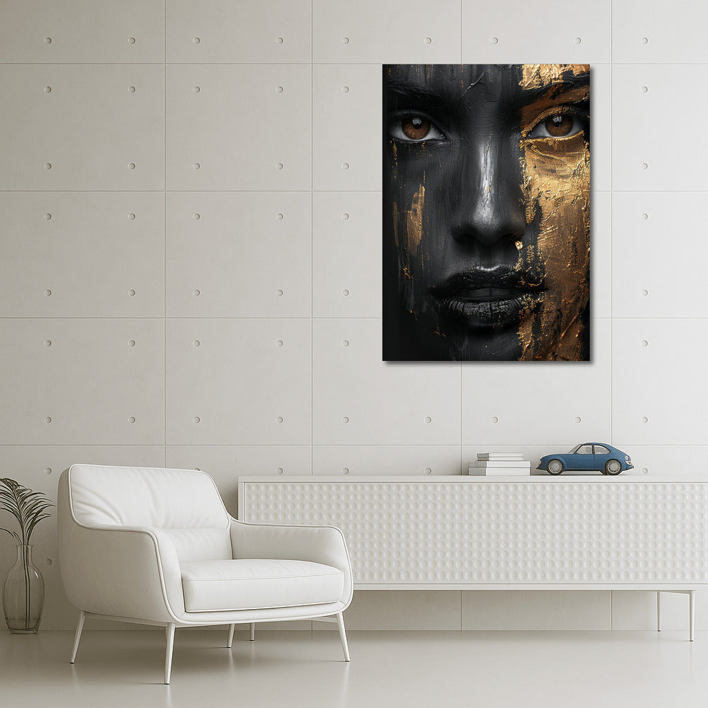 Mysterious Beauty: Portrait of a Girl with Dark Skin and Gold Accents