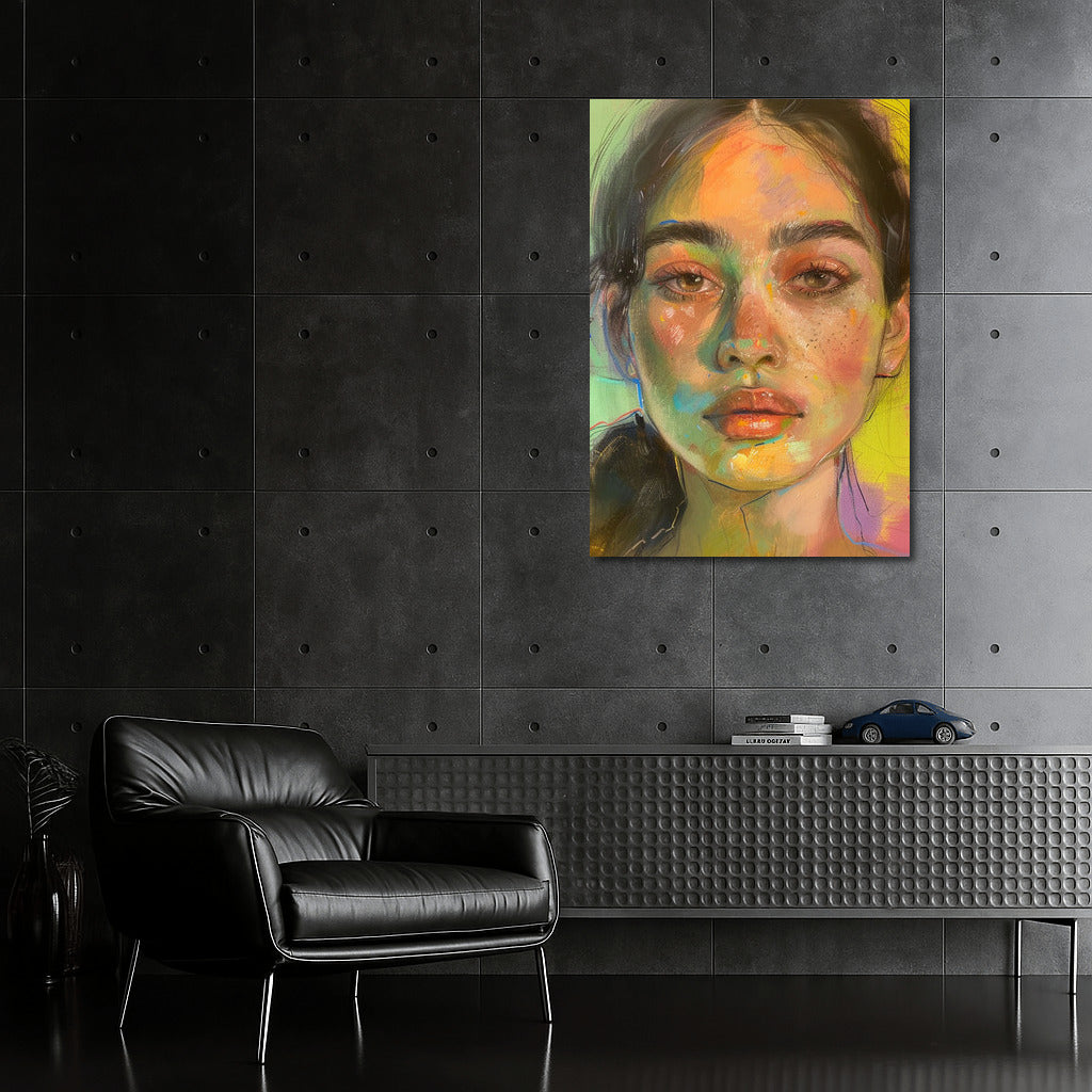 Flower Muse: Bright Portrait of a Girl in Art Style