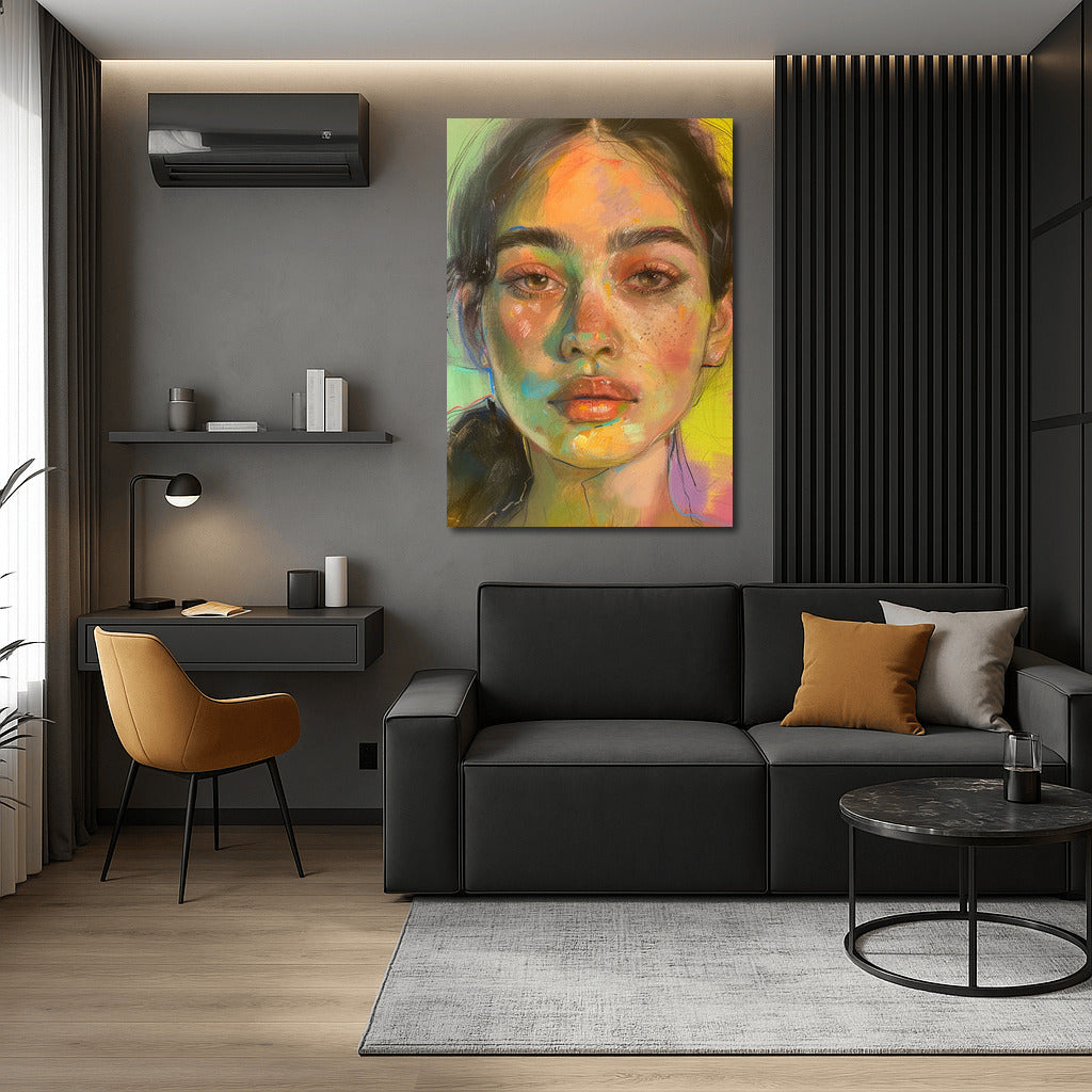 Flower Muse: Bright Portrait of a Girl in Art Style