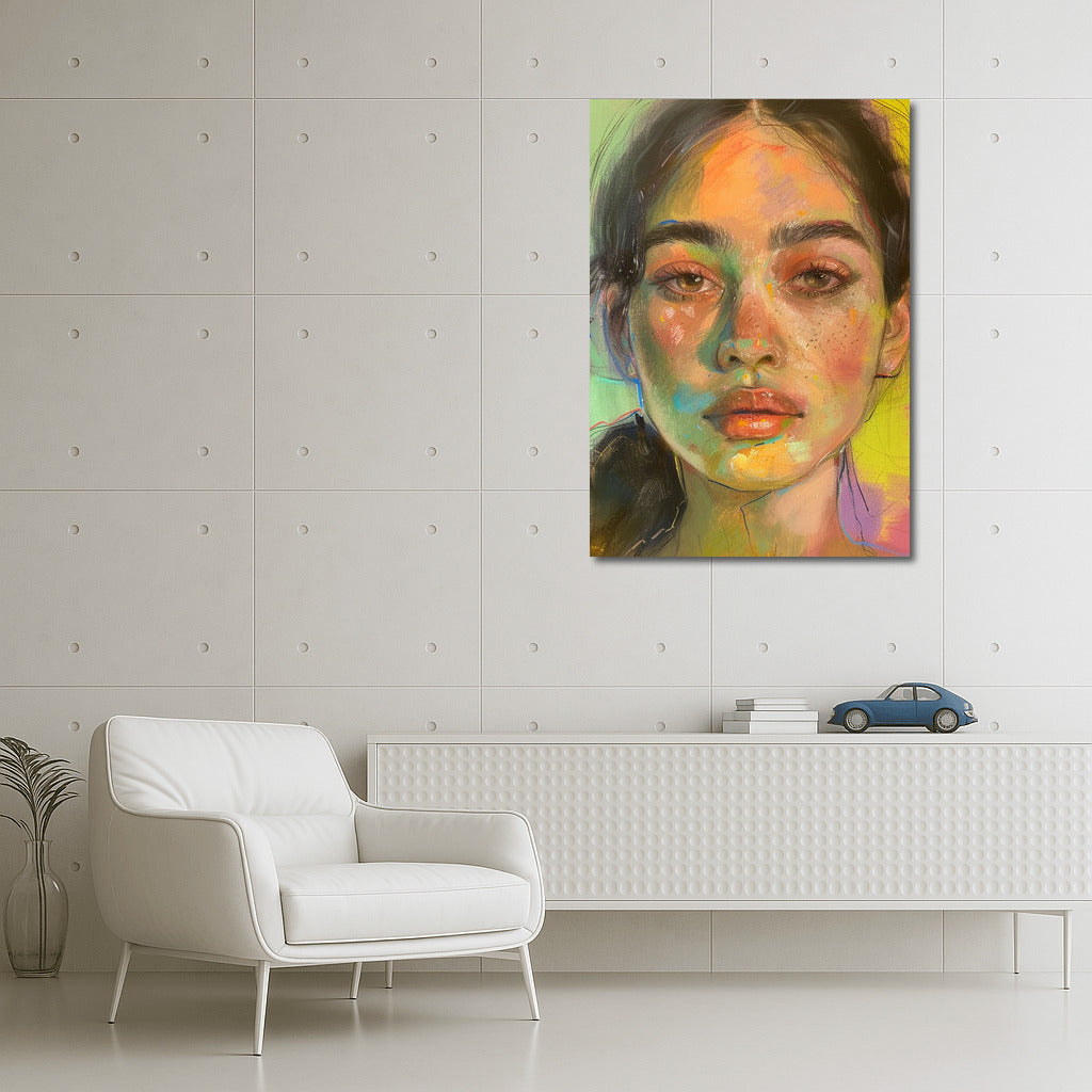 Flower Muse: Bright Portrait of a Girl in Art Style