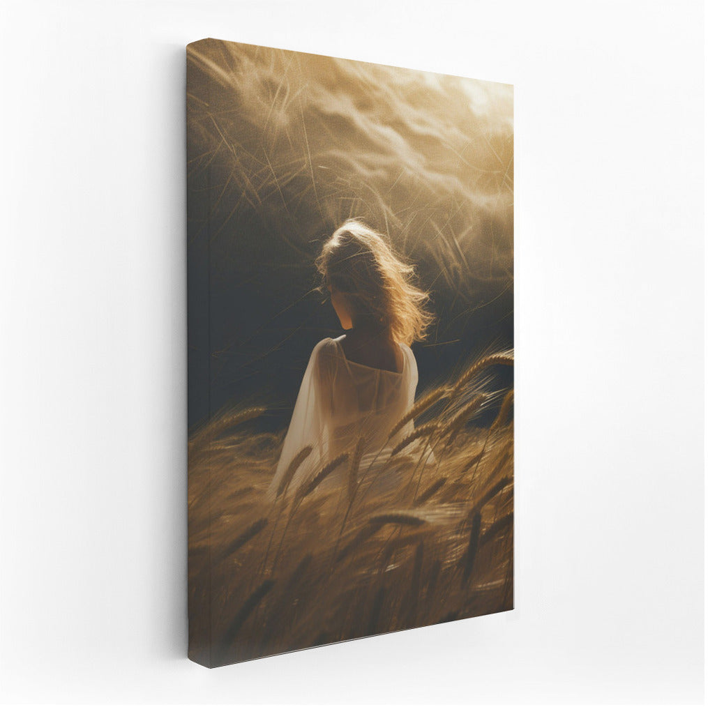 Mysterious Girl in the Golden Field: Silhouette of Dream