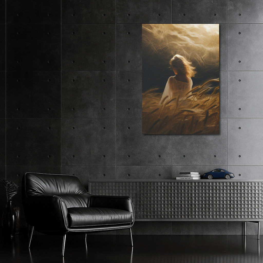 Mysterious Girl in the Golden Field: Silhouette of Dream