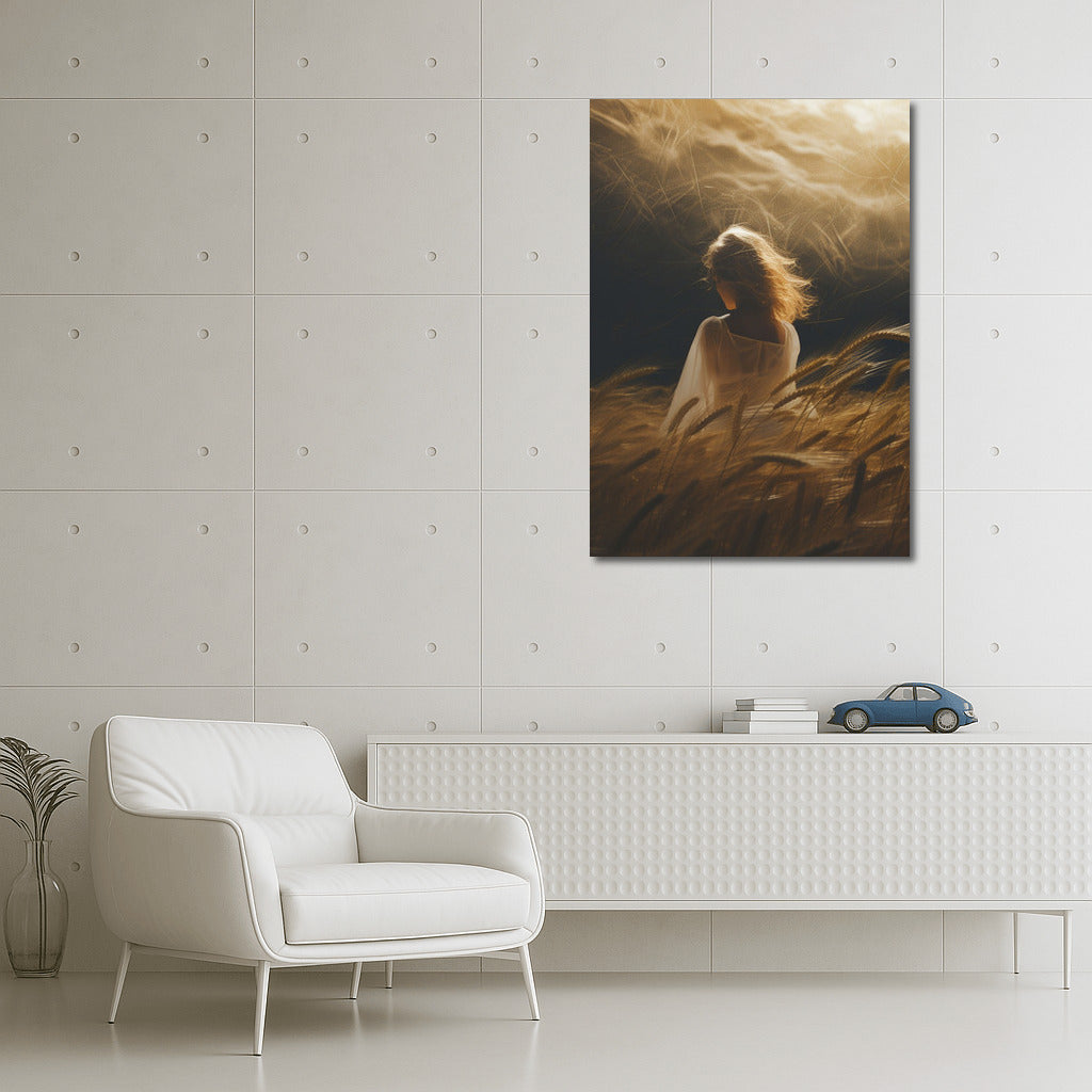 Mysterious Girl in the Golden Field: Silhouette of Dream