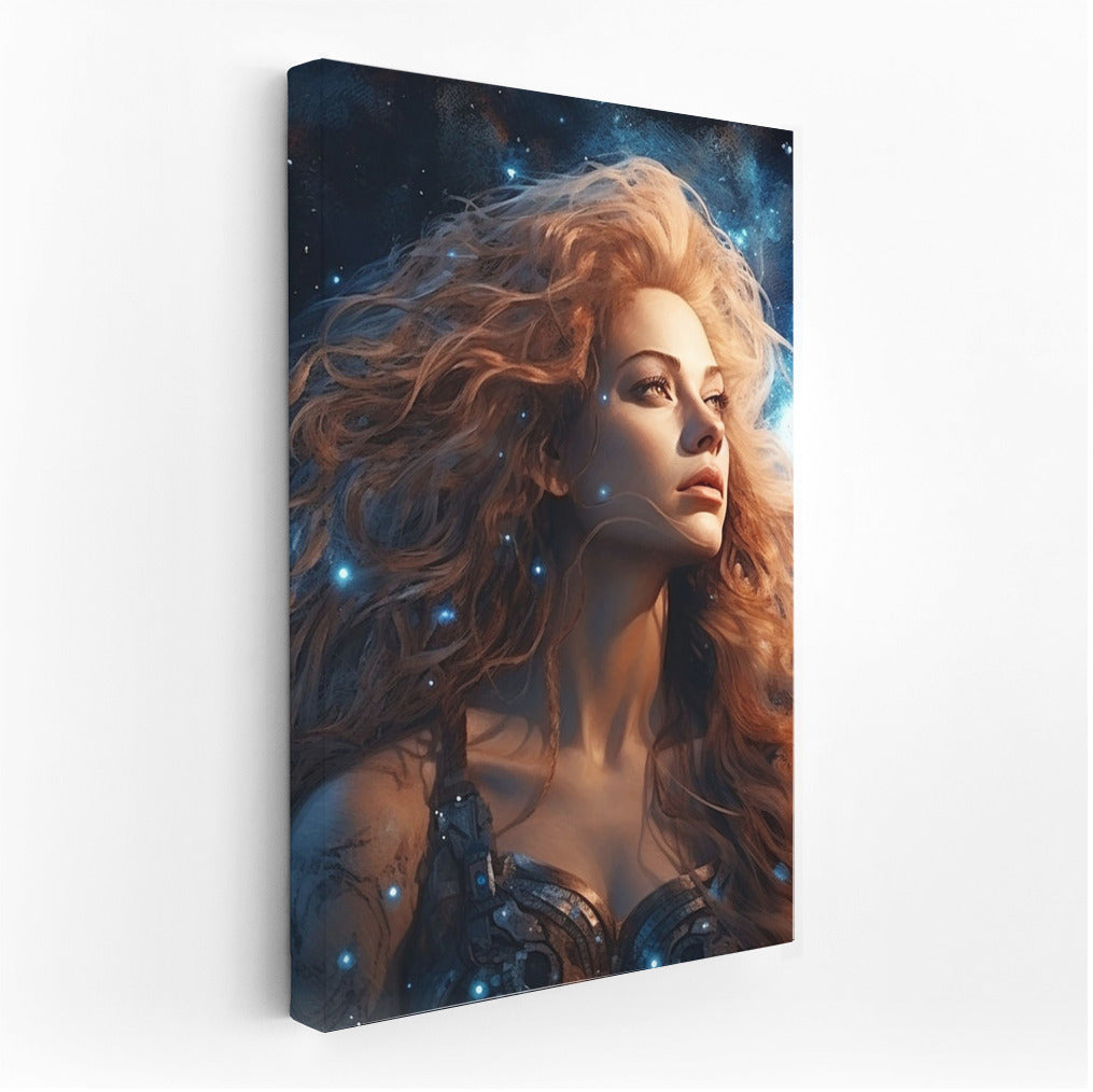 Mysterious Girl in the World of Fantasy and Stars