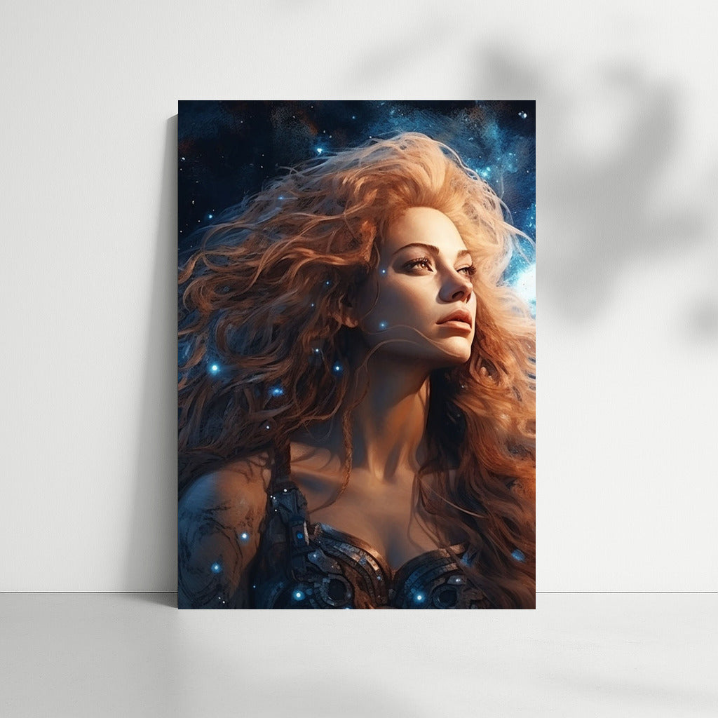Mysterious Girl in the World of Fantasy and Stars