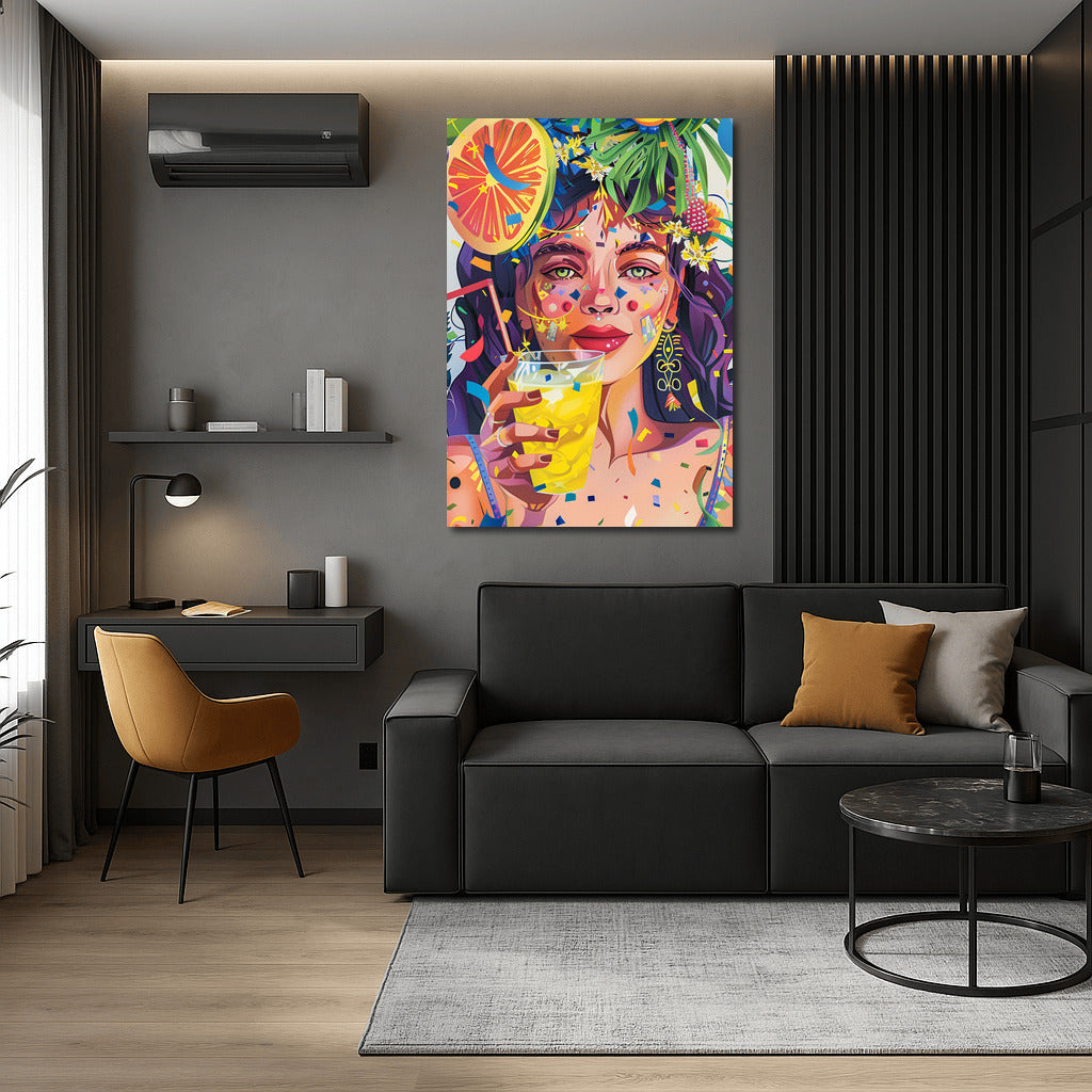 Floral Fairytale: Portrait of a Girl in Abstract Patterns
