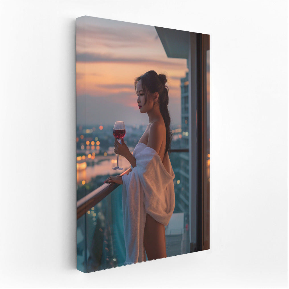 Evening Elegance: Girls of Different Eras on the Balcony
