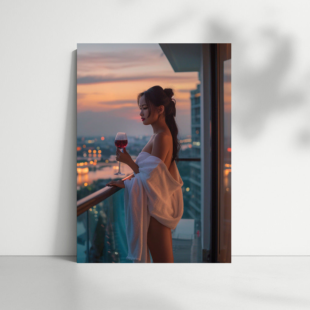 Evening Elegance: Girls of Different Eras on the Balcony