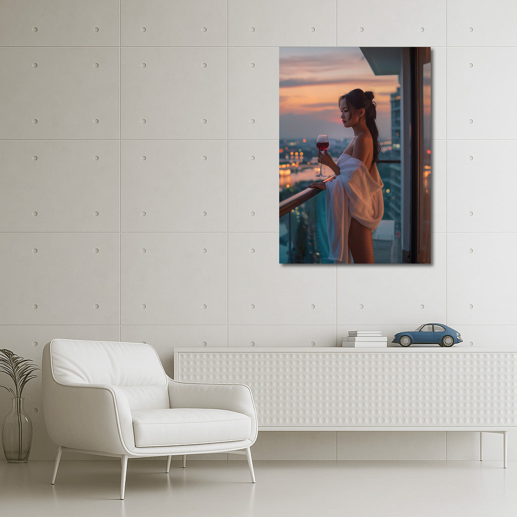 Evening Elegance: Girls of Different Eras on the Balcony