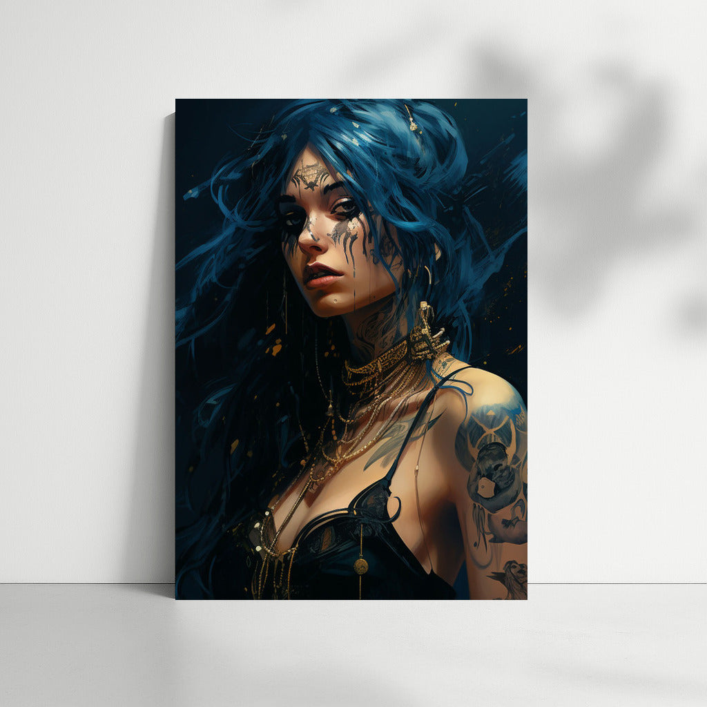Mysterious Blue Haired Girl: Mystical Look