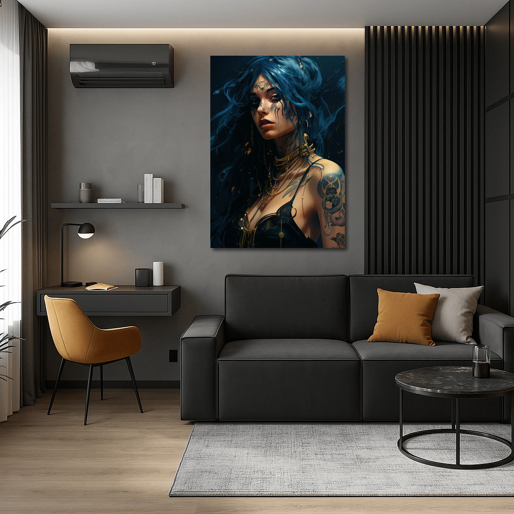 Mysterious Blue Haired Girl: Mystical Look