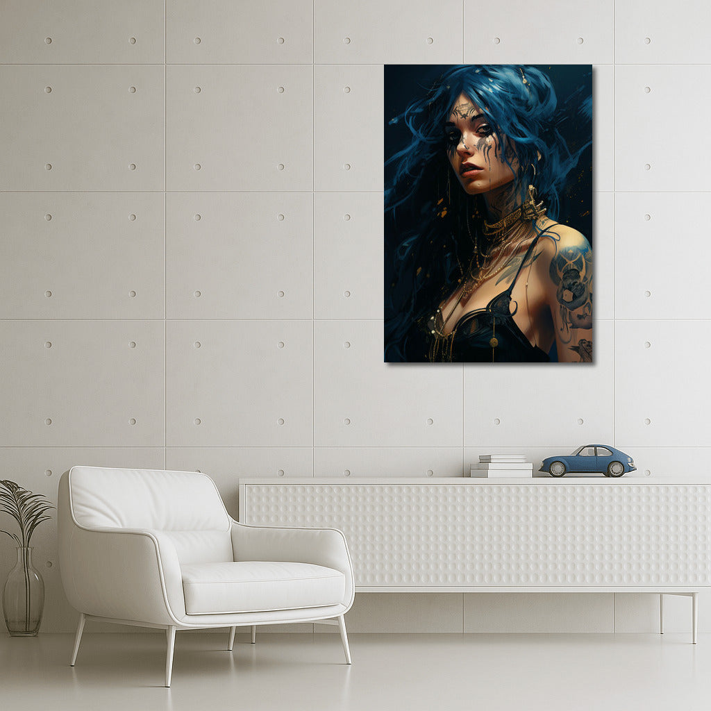 Mysterious Blue Haired Girl: Mystical Look