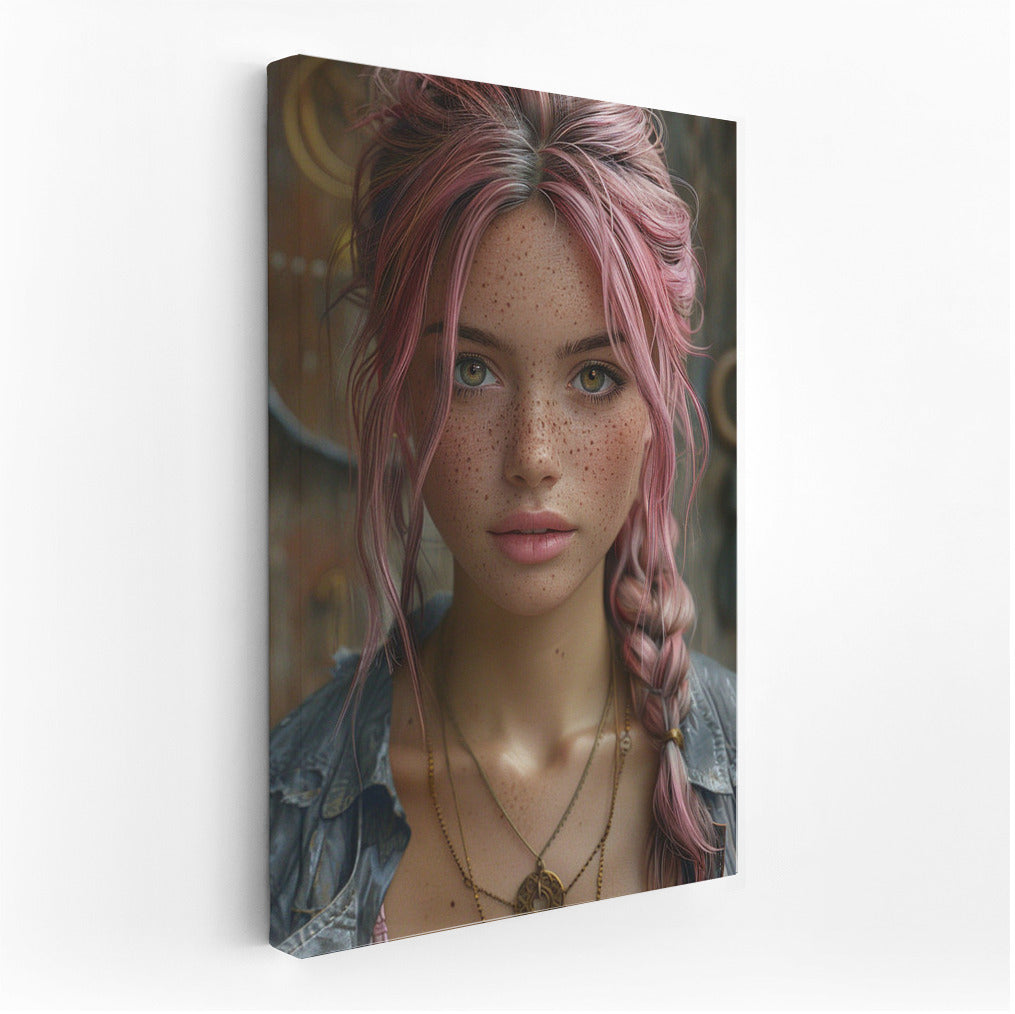 Dreamer with Pink Hair and Freckles