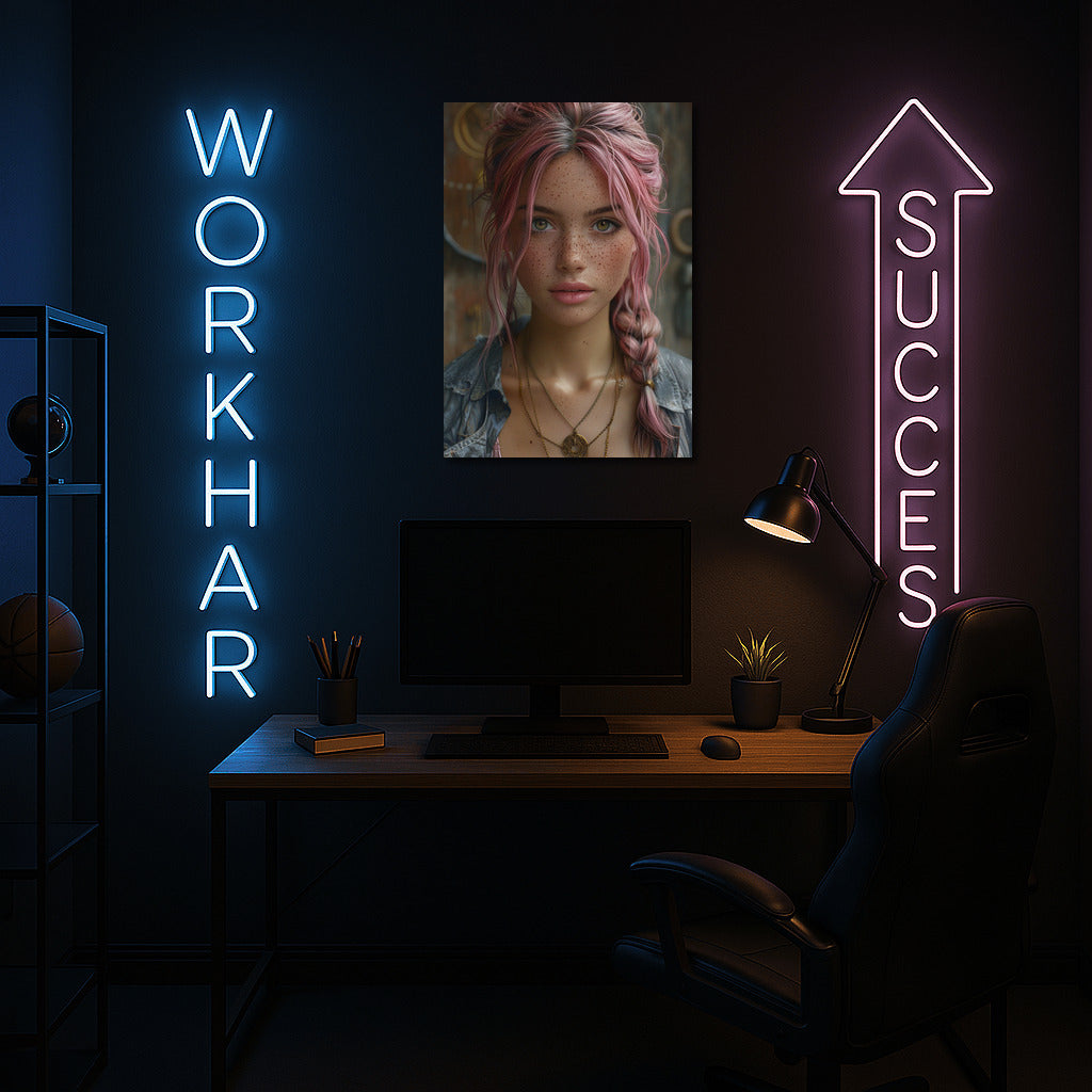 Dreamer with Pink Hair and Freckles