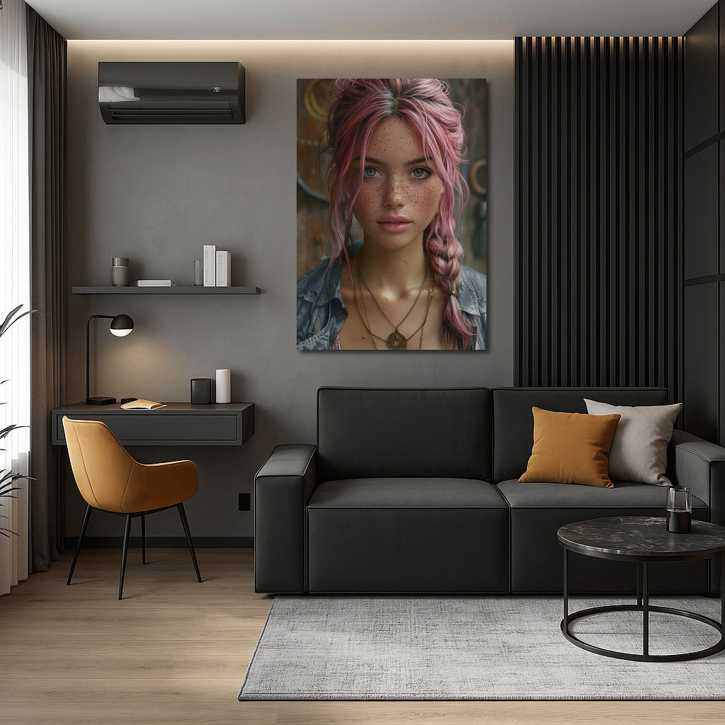 Dreamer with Pink Hair and Freckles