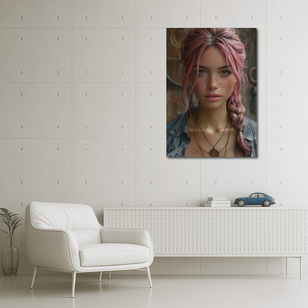 Dreamer with Pink Hair and Freckles