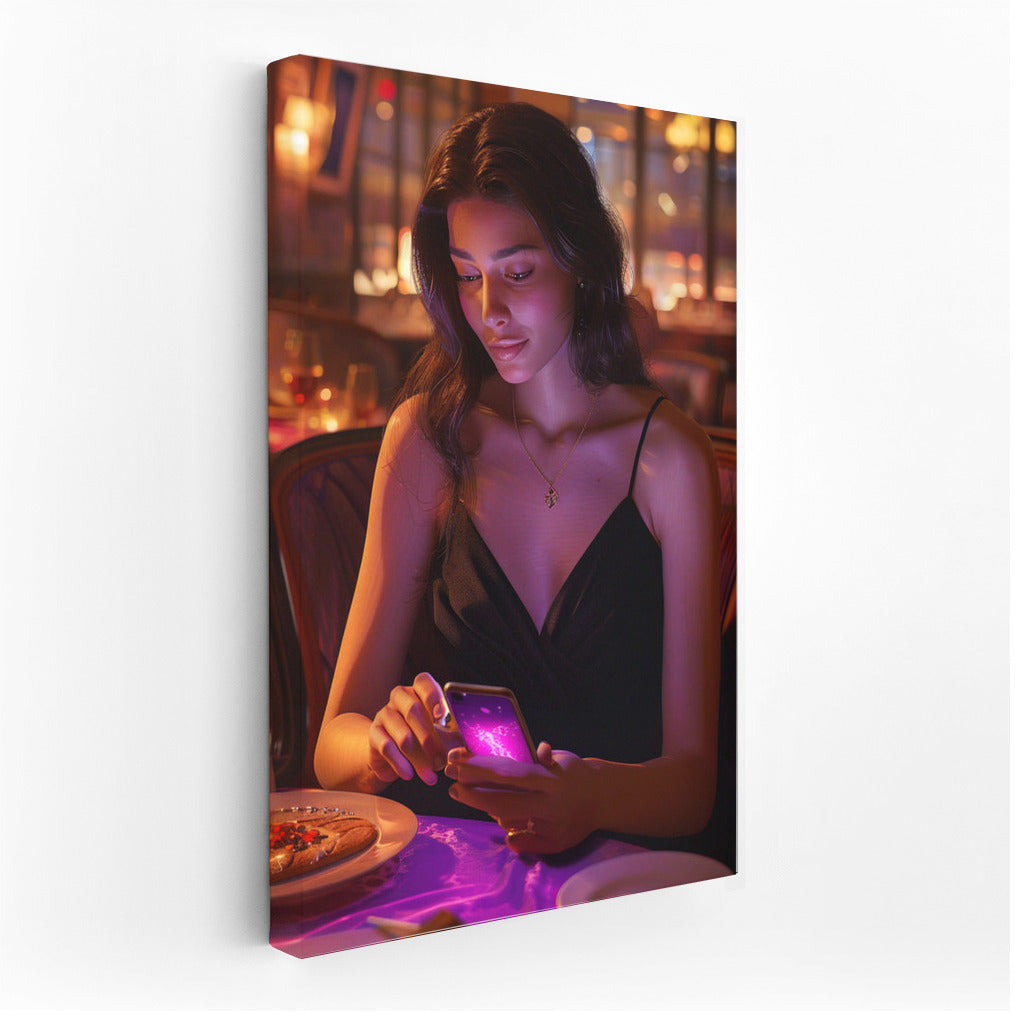 Neon Mystery: Long-Haired Brunette in the Interior