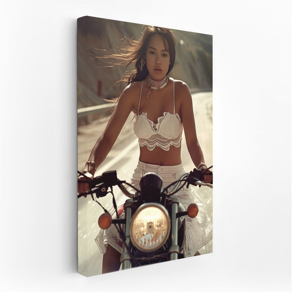 Freedom on a Bike: Graceful Asian Girl in Dynamics