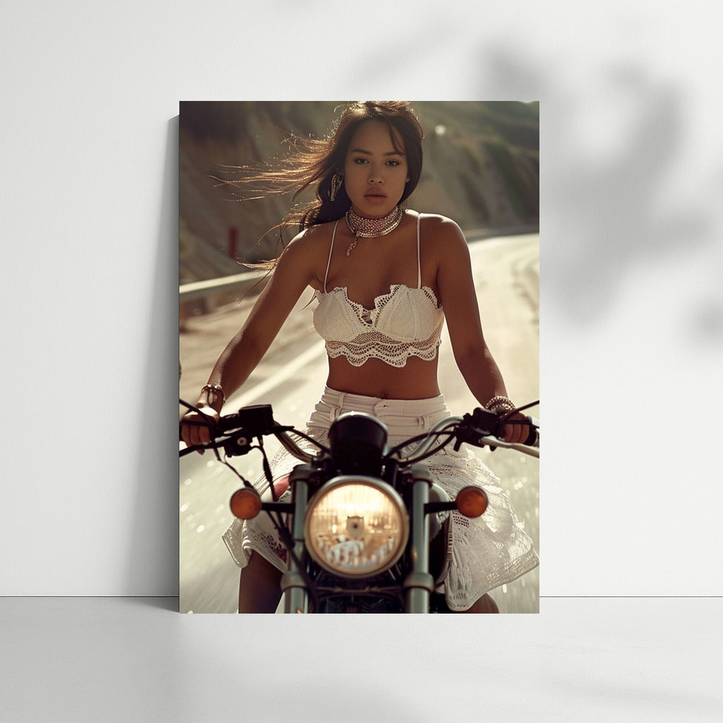 Freedom on a Bike: Graceful Asian Girl in Dynamics