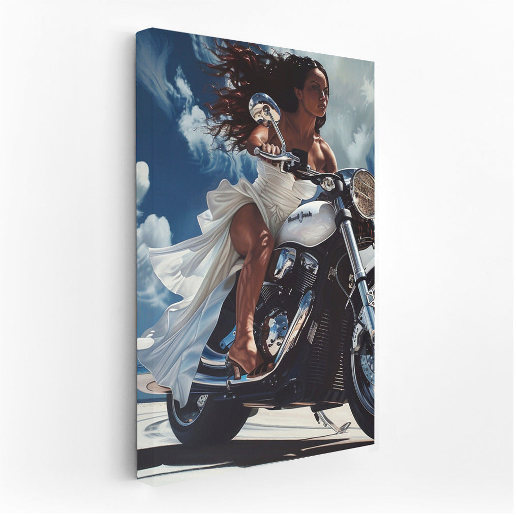 Whirlwind of Emotions: Freedom and Speed in the Bright Sky with Beautiful Asian Girl