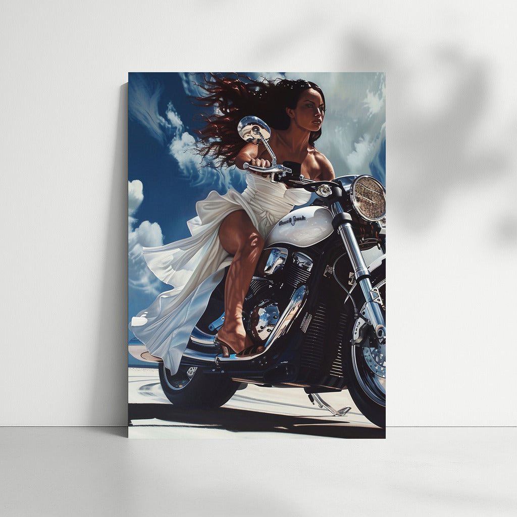 Whirlwind of Emotions: Freedom and Speed in the Bright Sky with Beautiful Asian Girl