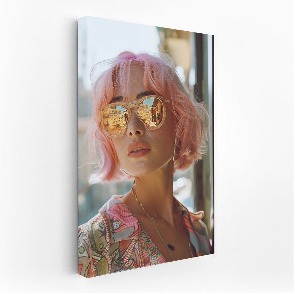 Bright Look: Girl with Rainbow Hair and Glasses