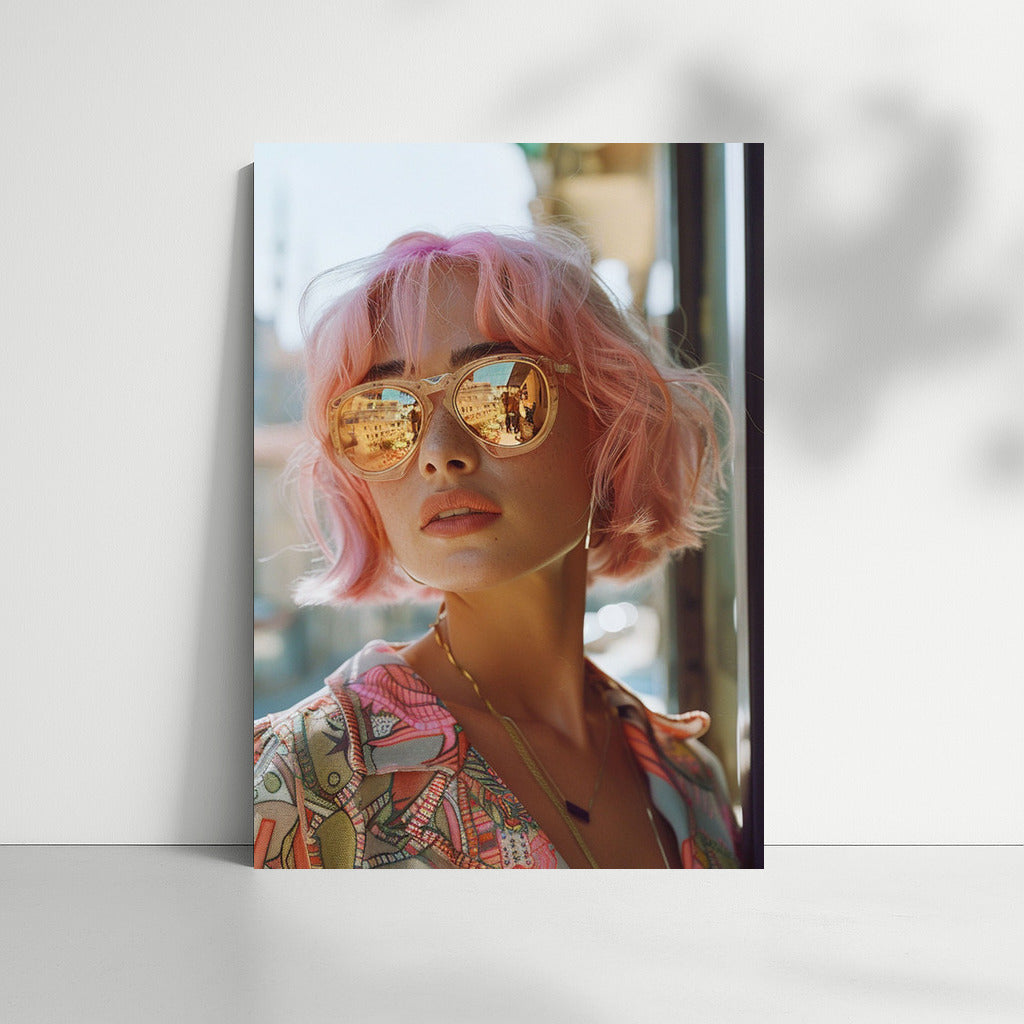 Bright Look: Girl with Rainbow Hair and Glasses